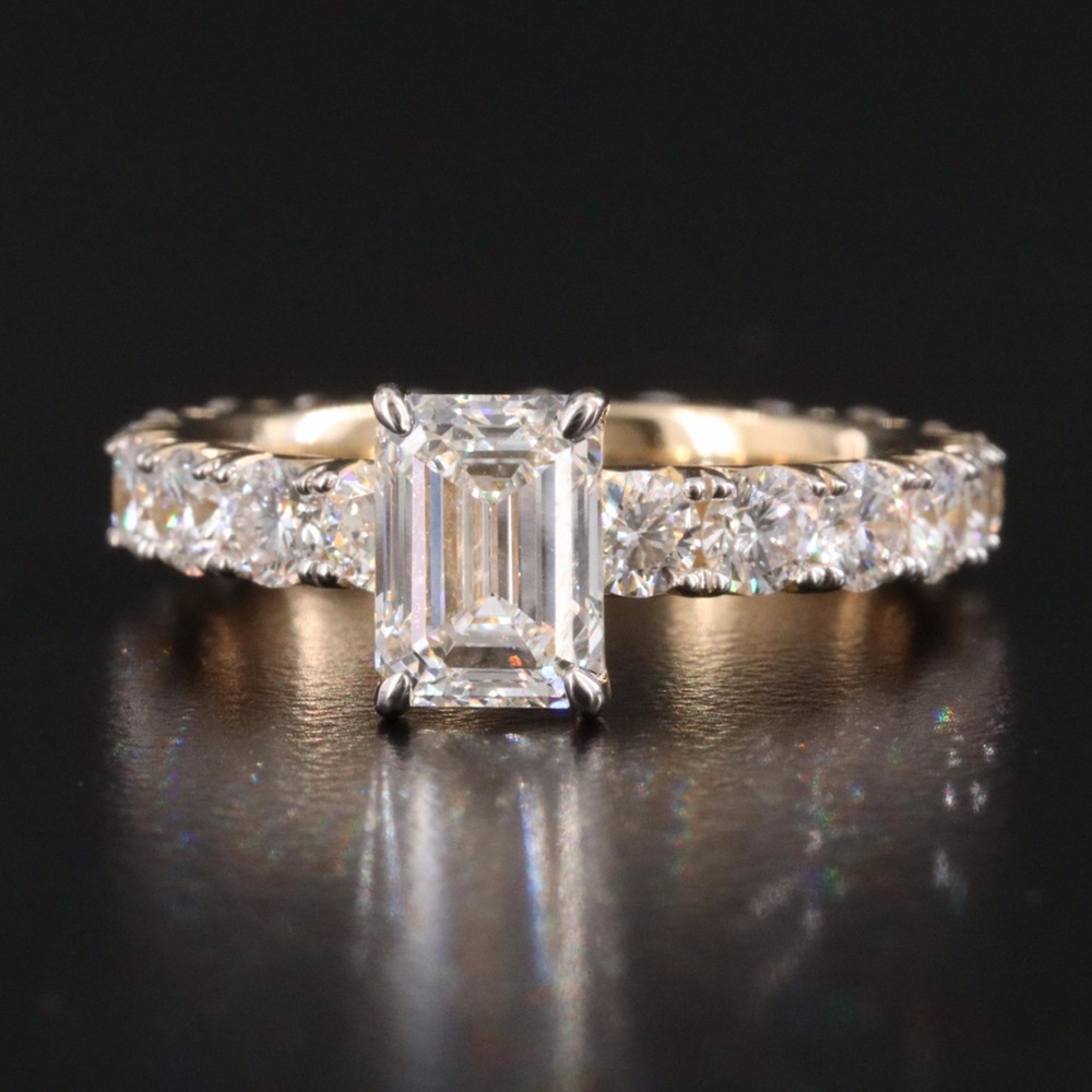 14k Yellow Gold & 3.45 CTW LG Diamond Ring with Infinity Style Band